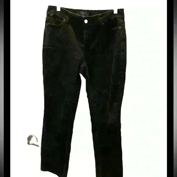 Talbots  Corduroy High Waist Straight Leg Black Pants Women  Size 8P - Picture 1 of 4